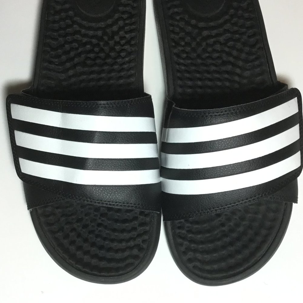 Adidas Men's Adissage Slides Triple Stripe Black Size 13 Excellent! - Picture 5 of 8